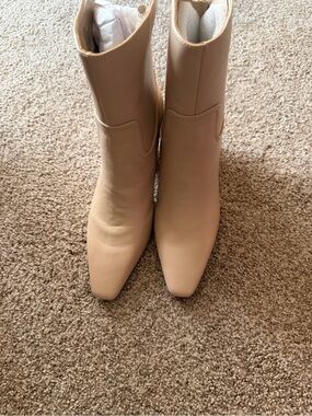 Vince Camuto Beige Pointed-Toe Mid-Calf Boots